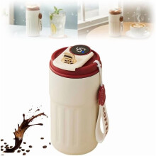 Mug de voyage en acier inoxydable 316 avec affichage LED de la température, 44 cl (15 oz) à isolation sous vide, couvercle à clapet et joint en
