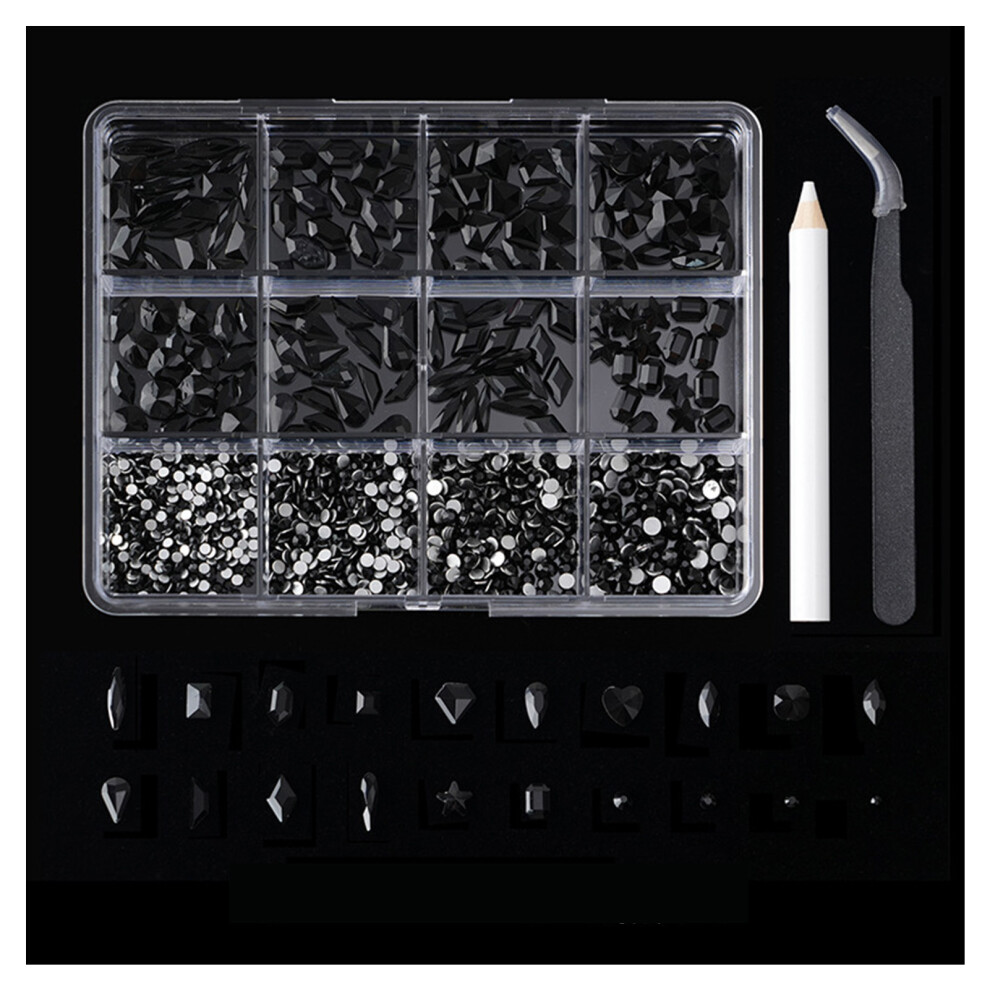 Dachuang Beauty (Black) Shiny Nail Rhinestones Kit With Storage Box