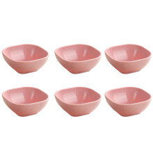 4-Inch Square Sauce Dish, 6pcs, Wheat Straw Material, Pink Kitchen & Dining