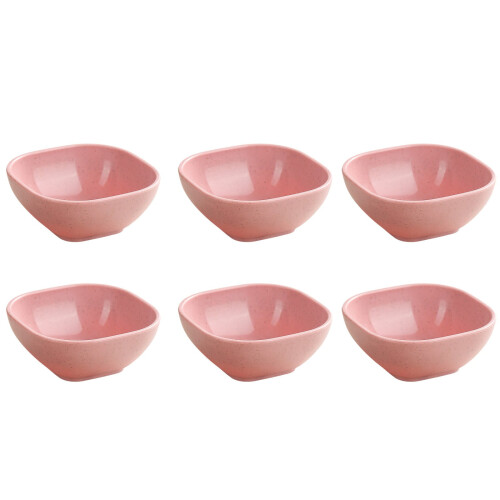 4-Inch Square Sauce Dish, 6pcs, Wheat Straw Material, Pink Kitchen & Dining