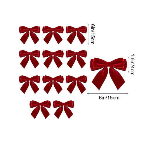 Velvet Bow Decorations Festive 12 pcs 2
