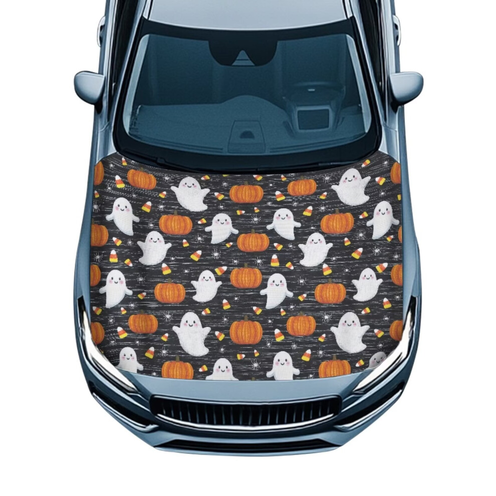 Car Hood Cover Â Stretch Polyester, Removable, Compatible With Most Cars, Halloween Pumpkin/Ghost Design 9122141097877