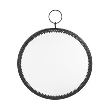 Round Black Iron Wall Mirror 22 x 18 cm