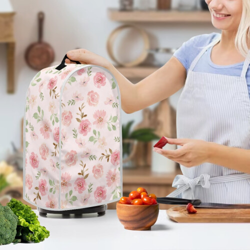 Multifunctional Kitchen Blender Dust Covers with Kitchen Appliance Protections Polyester Dust Cover, Rose 2