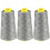 3-Pcs Sewing Thread Kit: 2300 Yds Serger Threads, Prewound Bobbins, Polyester for Sergers & Overlock Machines – Grey 3
