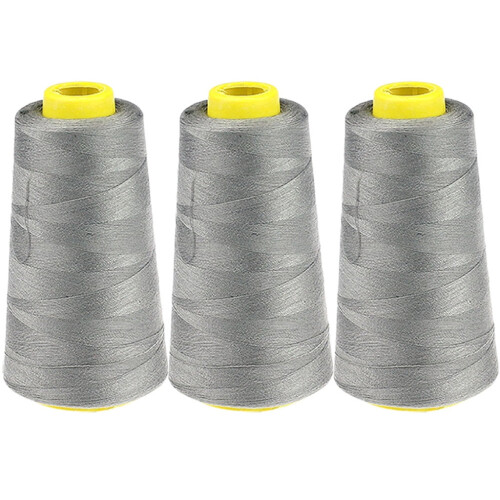Sewing Thread Kit Polyester 3 Pcs 2300 Yds Grey 2