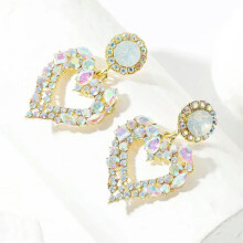 Elegant 925 Silver Drop Earrings Heart Crystal Women Wedding Jewelry Gift-#5