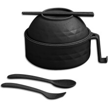 Ensemble de bols à ramen améliorés, compatibles avec le micro-ondes, avec couvercle, baguettes, fourchette et cuillère — cuiseur à nouilles