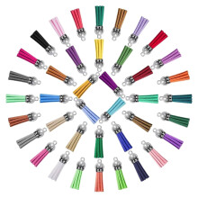 200 Pieces Keychain Tassels Bulk Multicolored Faux Leather Tassel Pendants for DIY Keychain Handmade Craft, 40 Colors