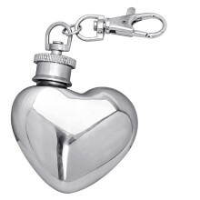 Heart-Shaped Keychain Whiskey Flask, 1oz Food-Grade Stainless Steel Mini Bottle – Compatible with All Standard Keyrings