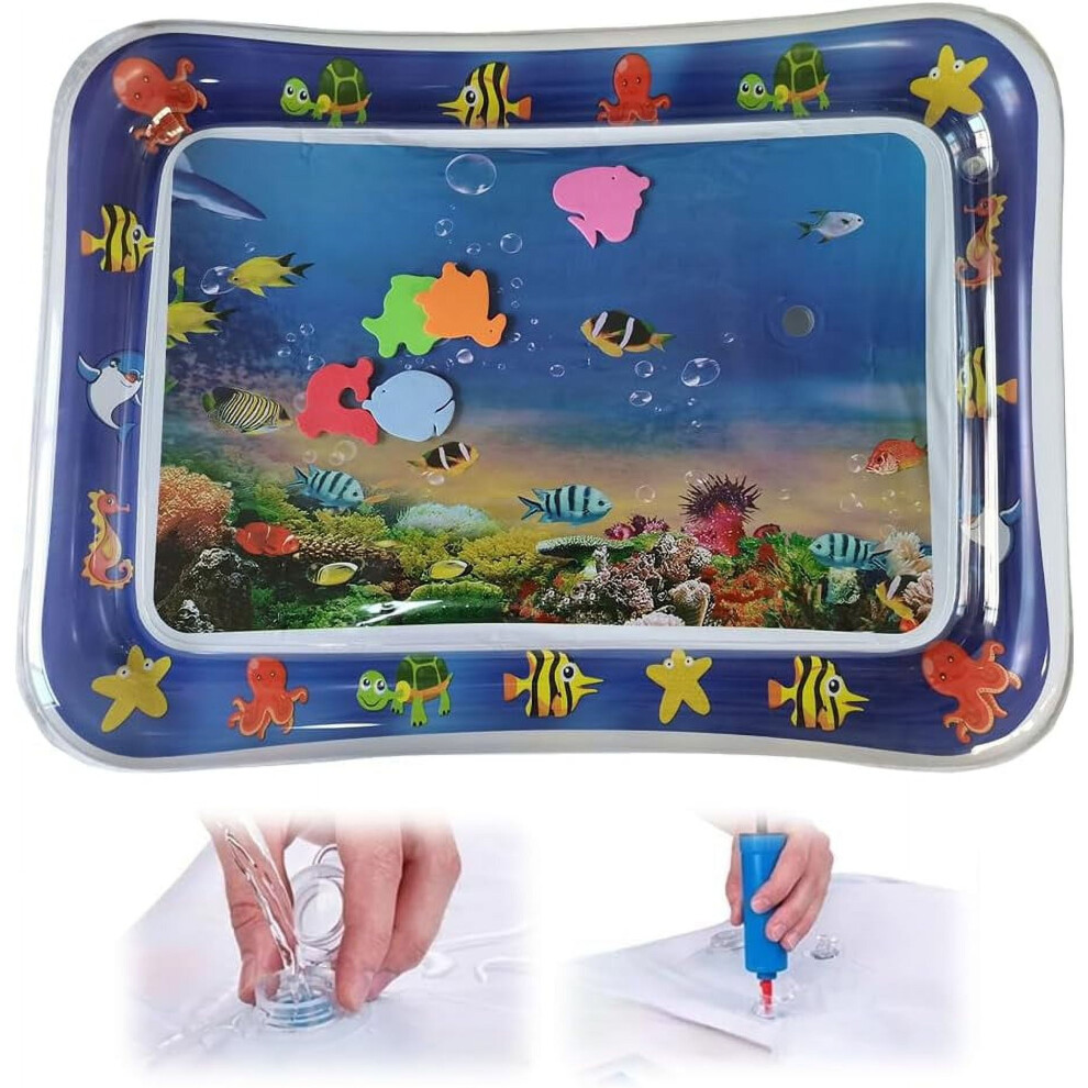 Thickened Water Sensor Play Mat for Cats & Kids – Sensory, Inflatable Tummy Time Mat (A6), compatible with water play