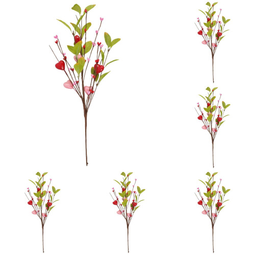 Artificial Berry Floral Picks Red Pink Heart 6 pcs 1