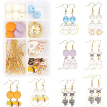 DIY Cat Earring Making Kit: 8 Pairs, 4 Styles, Enamel Charms, Star Links, Acrylic Beads – Beginner Jewelry Supplies