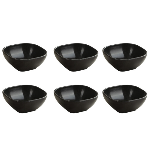 4-Inch Square Sauce Dish, 6pcs, Wheat Straw Material, Black Kitchen Utensils
