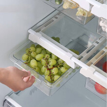 XiYing Refrigerator Storage Box, Plastic Organizer with Partition, Clear Food Container for Kitchen Pantry, Freezer Drawer Bins, 1 Pack
