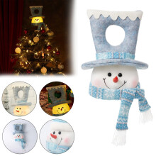 Lighted Farmhouse Snowman Wreath Blue Plush Decoration