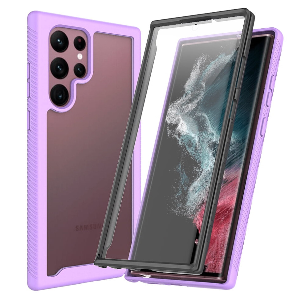 Compatible With Samsung Galaxy S22 Ultra Case Â Hybrid Shockproof Bumper With Built-In Screen Protector & Fingerprint Id Support Purple 9065194484464