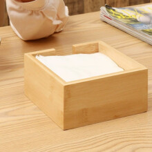 Bamboo Square Napkin Holder – Minimalist, Durable Tissue Dispenser for Kitchen, Office, Indoor/Outdoor Use, 366in, Brown