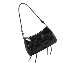 Modische Damen-Schultertasche mit Schleifendetail, praktische PU-Umhängetasche, Abendtasche für Büro und Freizeit