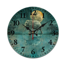 Elephant Night Reflection Wall Clock – Retro Mute Battery-Powered, Compatible with Home, Living Room, Kitchen & Office