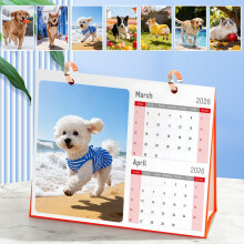 2026 Puppy Lovers Desk Calendar, 21x17cm, Double-Ring Binding, 6 Monthly Photos, Durable, Themed Cover, High-Quality Print