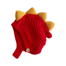 Knitting Hat, Kids Pullover Hat Cartoon Dinosaur Knit Baby Bonnet Stretchable Earflap Caps for Boys and Girls Aged 3 to 8 Years