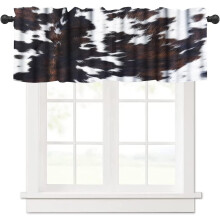 Retro Cow Print Valances for Kitchen & Living Room – 54x18 inch, Rod Pocket, Compatible with Standard Curtain Rods