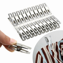20/40/60Pcs Clothes Pegs Stainless Steel 4.5cm Clips Washing Line Hang Pins Windproof Metal Clothespins Sealing Photos Hanger