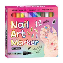 Nail Art Pens, A Diy Nail Painting Pens, 12 Colors Nail Art Pen Set, 0.5Mm Tip, Quick Drying, for Nail Painting, Diy Design