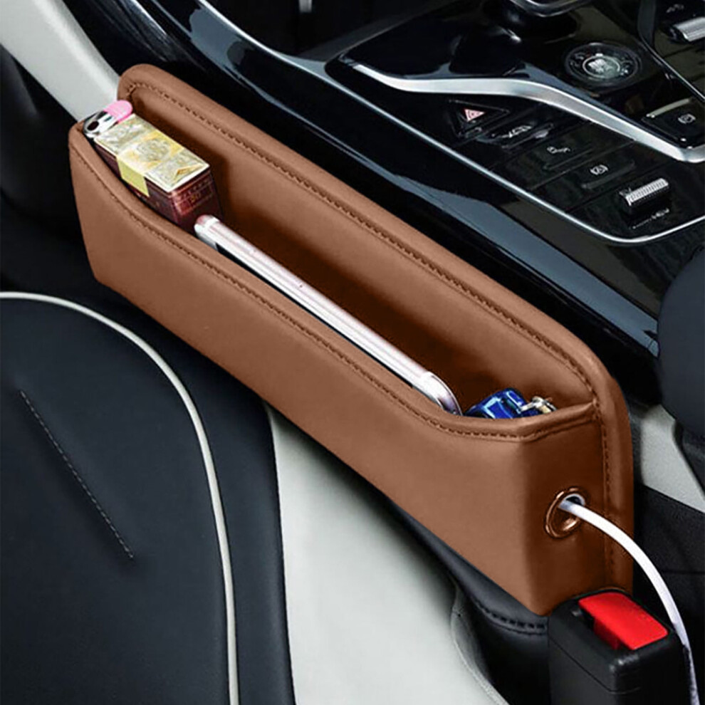 Car Seat Gap Filler Organizer Â Leather Console Side Pocket For Phone/Money/Cards, Under $1! Compatible With Most Cars Brown 9065194470863
