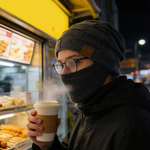 Termisk stickad mössa med ansiktsmask - Vindtät, -20C 2