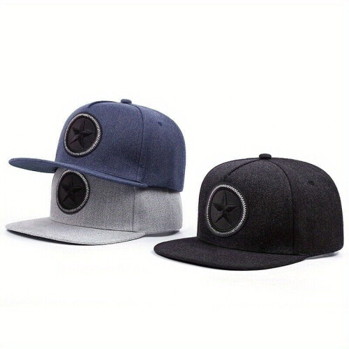 Καπέλο μπέιζμπολ με κέντημα με αστέρια Snapback για άνδρες, γυναίκες, επίπεδη κορυφή, 2