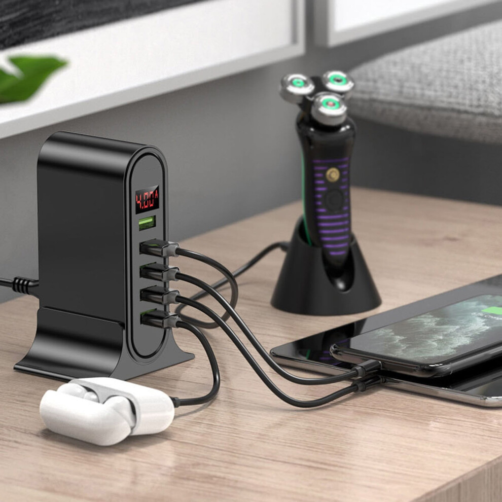 5-Port Usb Charger Digital Power Adapter 5V 4A Fast Charging Hub With Compact Design For Smartphones Tablets And Multiple Devices 9087558654948