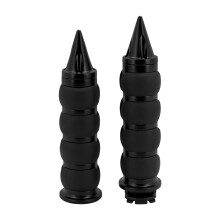 1" Spike Black Handle Bar Hand Grips For Harley Sportster Dyna Softail Toruing
