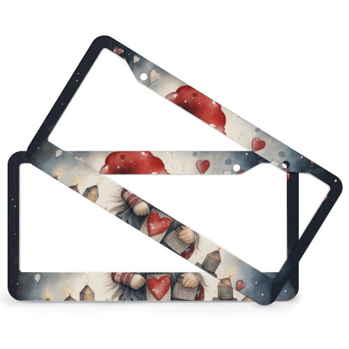 Valentine's Day Gnome License Plate Frames Metal 2 Pack 1