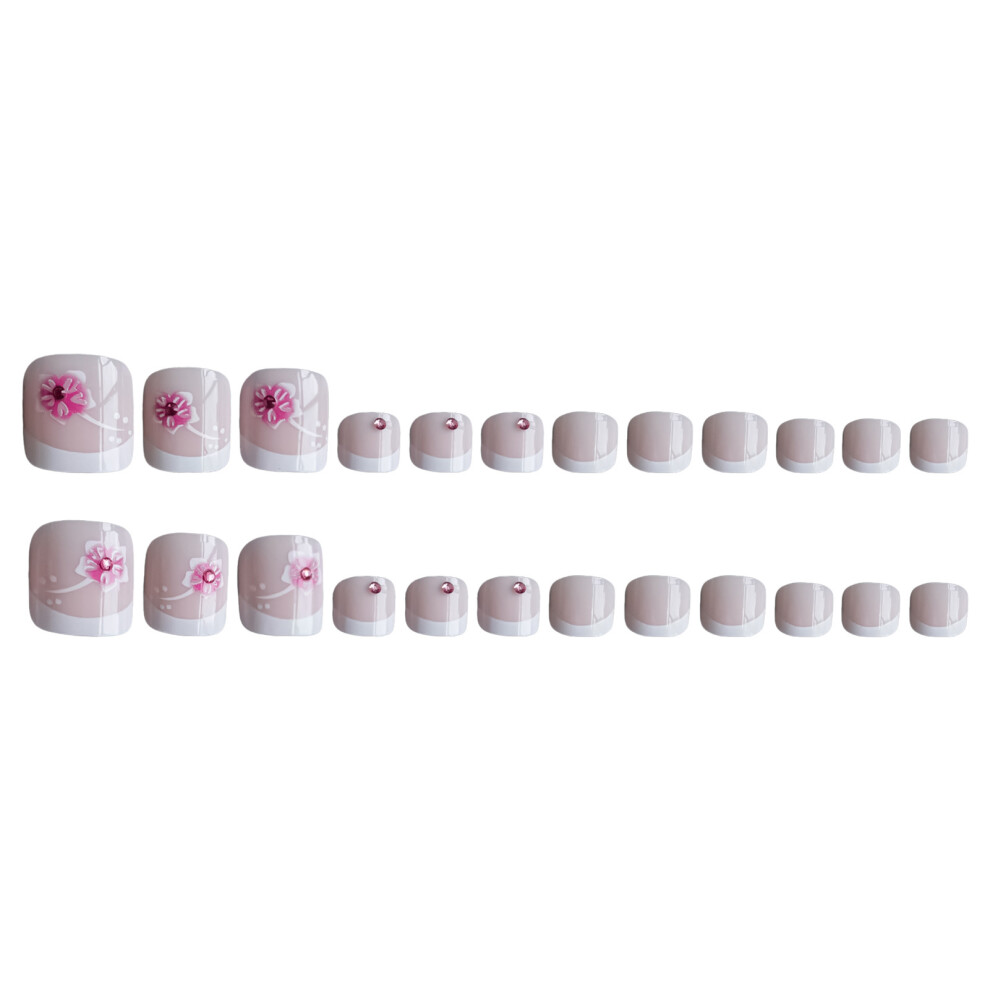 Reach-Tools Pink 24Pcs French Tip Press-On Nails, Reusable