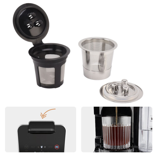 2 Stück 3-Loch Kaffee-Kapsel-Filter, Edelstahl/PP