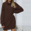 Women's Turtleneck Sweater-Oversized Sweater Loose Pullover Knit Dress(Brown) M 2