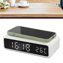 15W kabelloses Wecker-Ladegerät – HD-Display, Temperatur, Licht, 17x8x5cm, Weiß