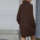 Women's Turtleneck Sweater-Oversized Sweater Loose Pullover Knit Dress(Brown) M 3