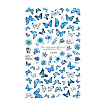 Elegant Floral Stickers with Black Blue Flower Designs for Manicure Decoration