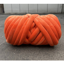 250g Chunky Arm-Knitting Yarn, Soft Washable Cotton Tube Yarn for Blankets, Pillows, Pet Beds – Orange