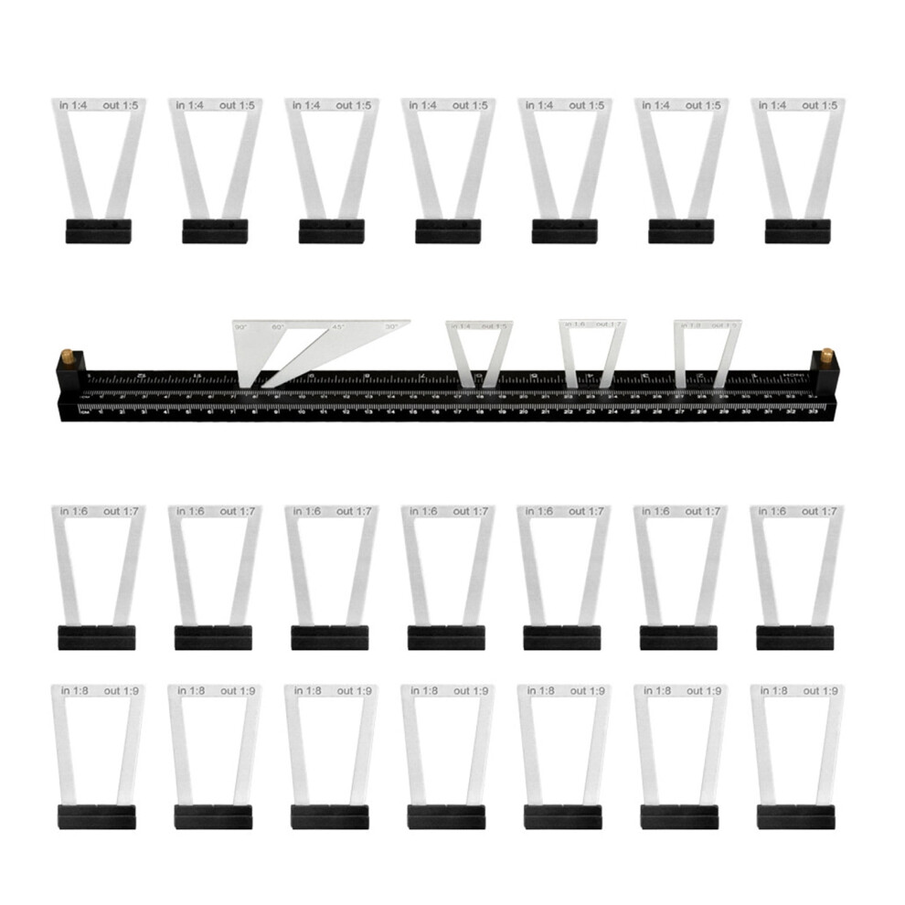 28Pieces Adjustable Dovetails Marking Gauges Set Dovetails Template With Metric & Inches Scale For Woodworking Projects 9087558656379