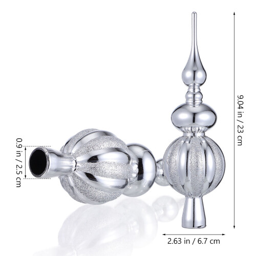 Silver Plastic Christmas Tree Topper, Spherical 1