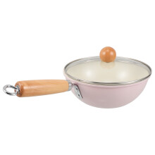 Iron Frying Pan Induction Compatible Pink Wooden Handle 1