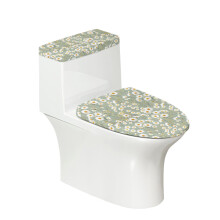 Polyester Daisy Pattern Bathroom Toilet Cover Set 2 Pieces