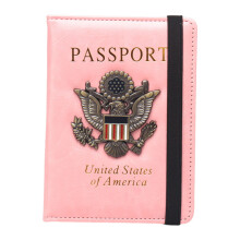 Leather Passport Holder with 3D Metal Badge and RFID