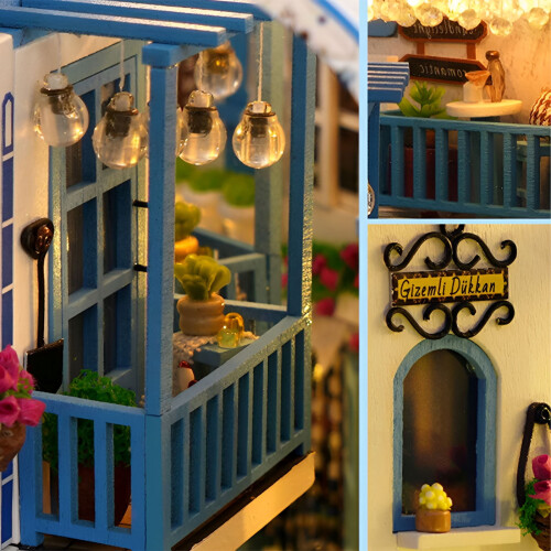Μίνι Βιβλιοπωλείο DIY Ξύλινο Βιβλιοπωλείο Γωνία Ραφιού Εισαγωγή Μικροσκοπικά Κιτ 2