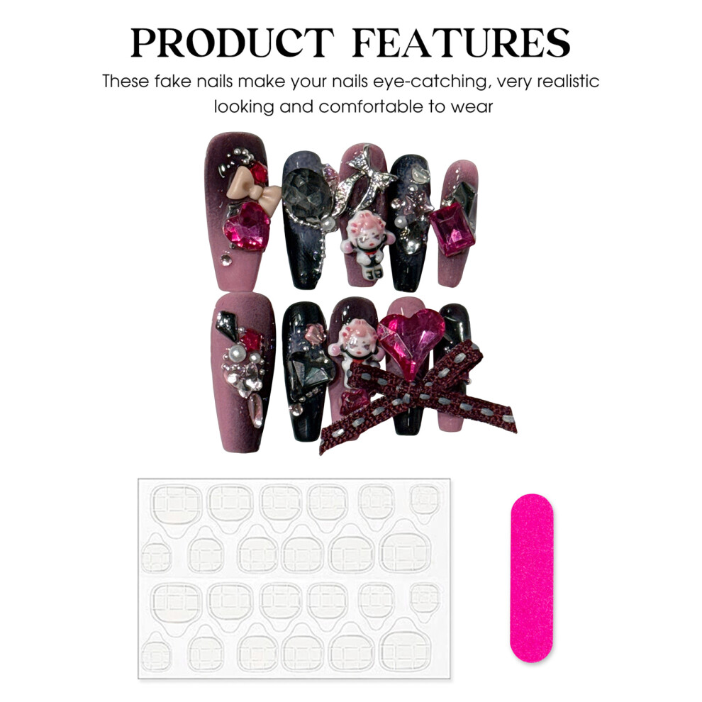Dachuang Beauty (L) Pink Black Gradient False Nails For Women