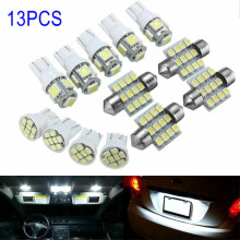 Set di 13 lampadine a LED bianche per interni auto, plafoniere e targa.